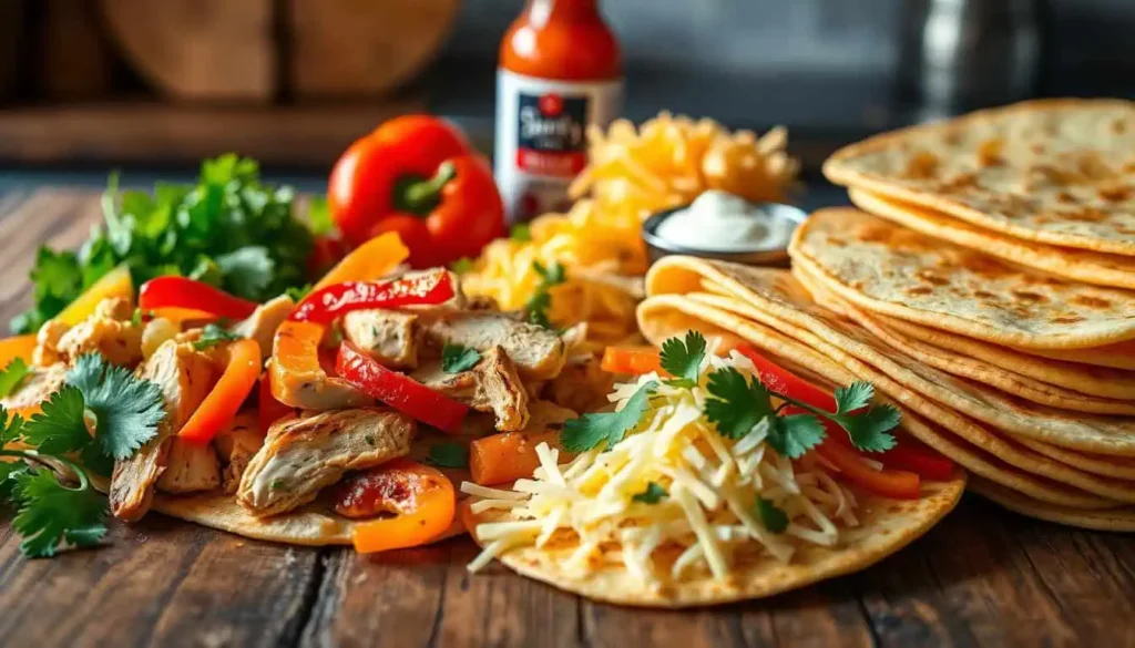 Chicken fajita quesadillas 2 Chicken fajita quesadillas
Tex-Mex quesadillas
Easy chicken quesadilla recipe
Chicken and bell pepper quesadillas
Cheesy fajita quesadilla